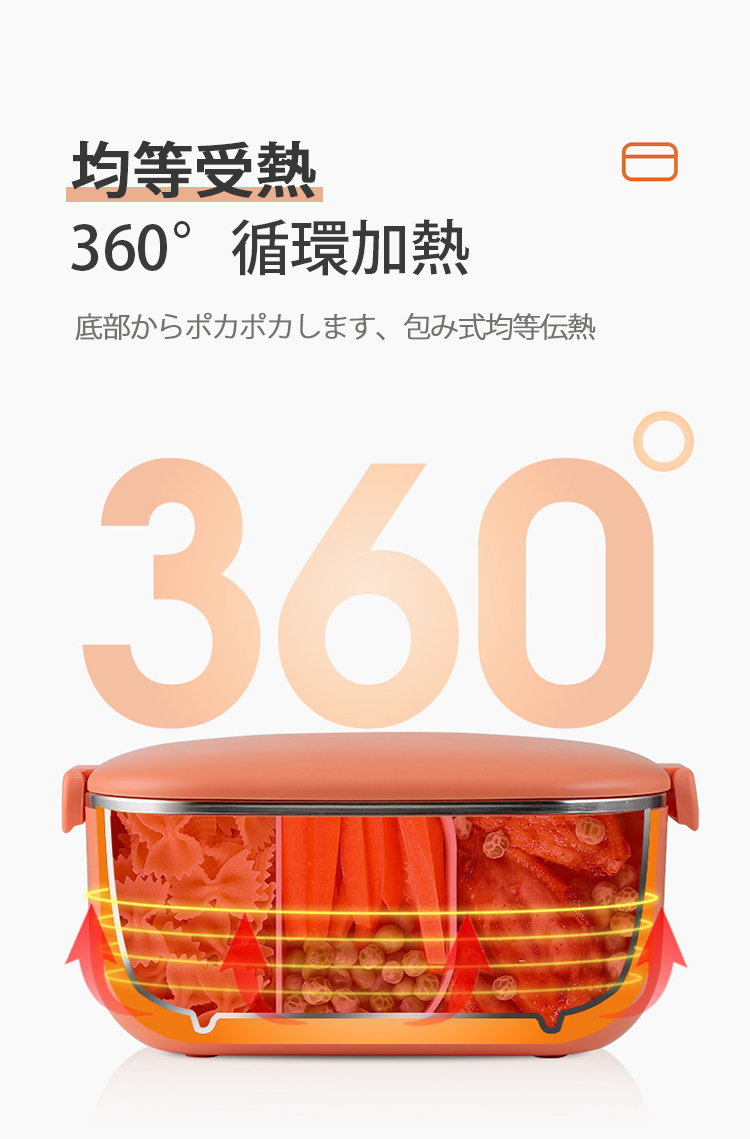弁当箱 電熱 電気ランチボックス 1L大容量 電気加熱式弁当箱 水必要