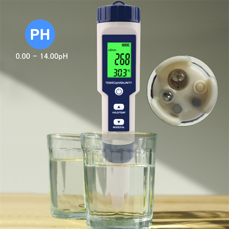 水産養殖専用 水質測定器 5 in 1 pH/EC/TDS/塩分濃度/温度測定器 PPM検査 塩分濃度計 自動温度補償 減塩生活 水耕 海水 水族館 海洋 錦鯉池など｜sugoyi-store｜02