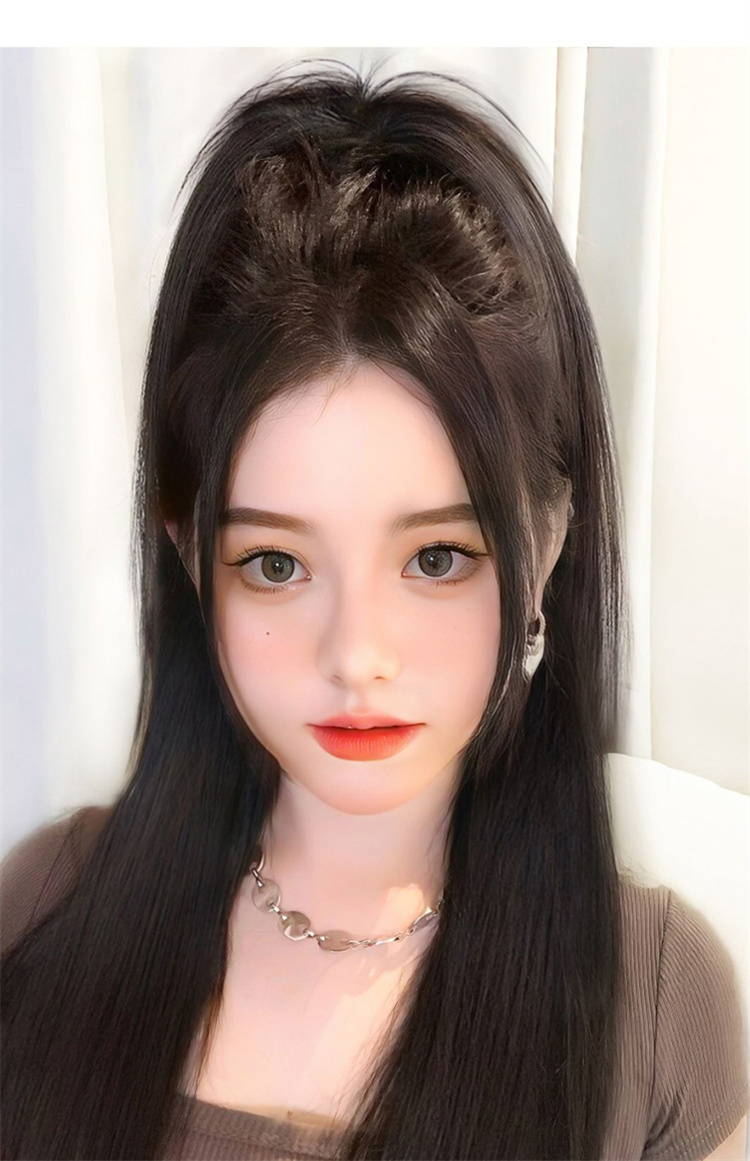 ウィッグ 黒 ハイポニーテール ロング ストレート 女装 レディース