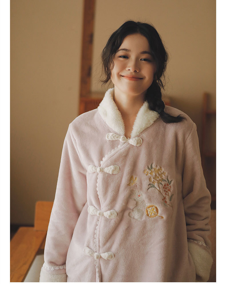 部屋着 長袖 極暖 チャイナ風 冬 上下セット パジャマ ルームウェア