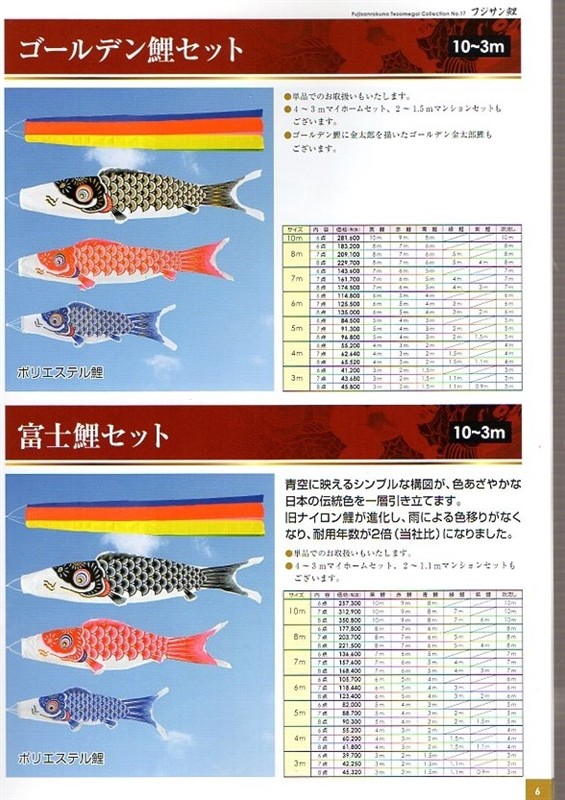 鯉のぼり フジサン鯉 ノーマルセット 富士 4m5匹 五色吹流し 139631110