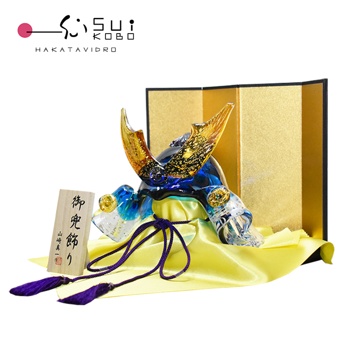 ガラス 兜飾り 五月人形 コンパクト 2026 初節句 男の子 日本製 手作り