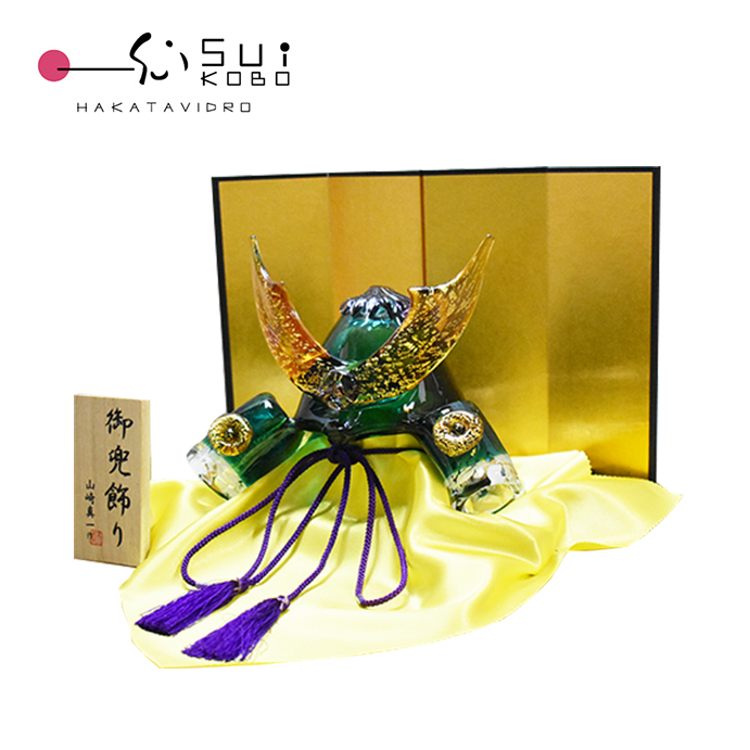 ガラス 兜飾り 五月人形 コンパクト 2026 初節句 男の子 日本製 手作り
