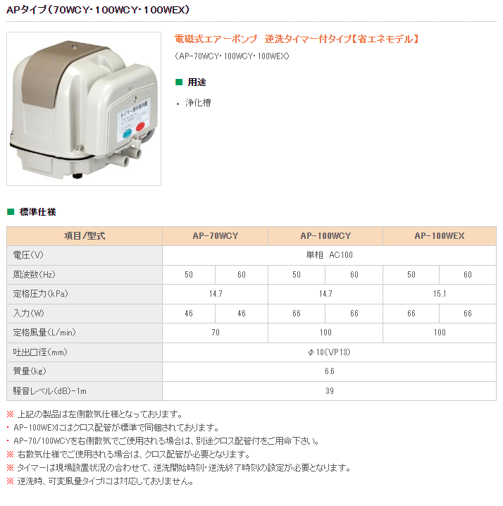 安永エアポンプ 浄化槽用ブロワーポンプ AP-100WEX 安永 : 水彩ねっと
