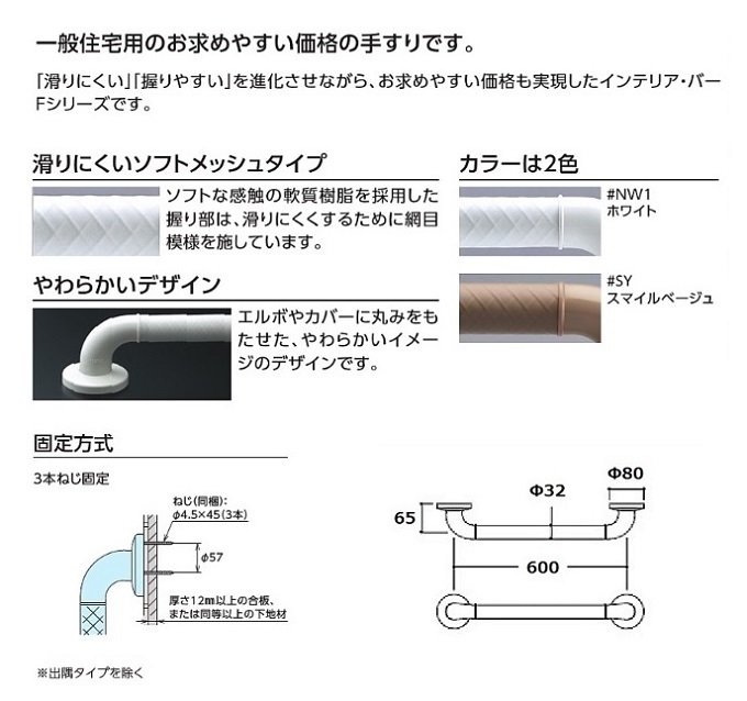 TOTO インテリアバー Fシリーズ TS136GY6R 長さ600mm : 水彩ねっと