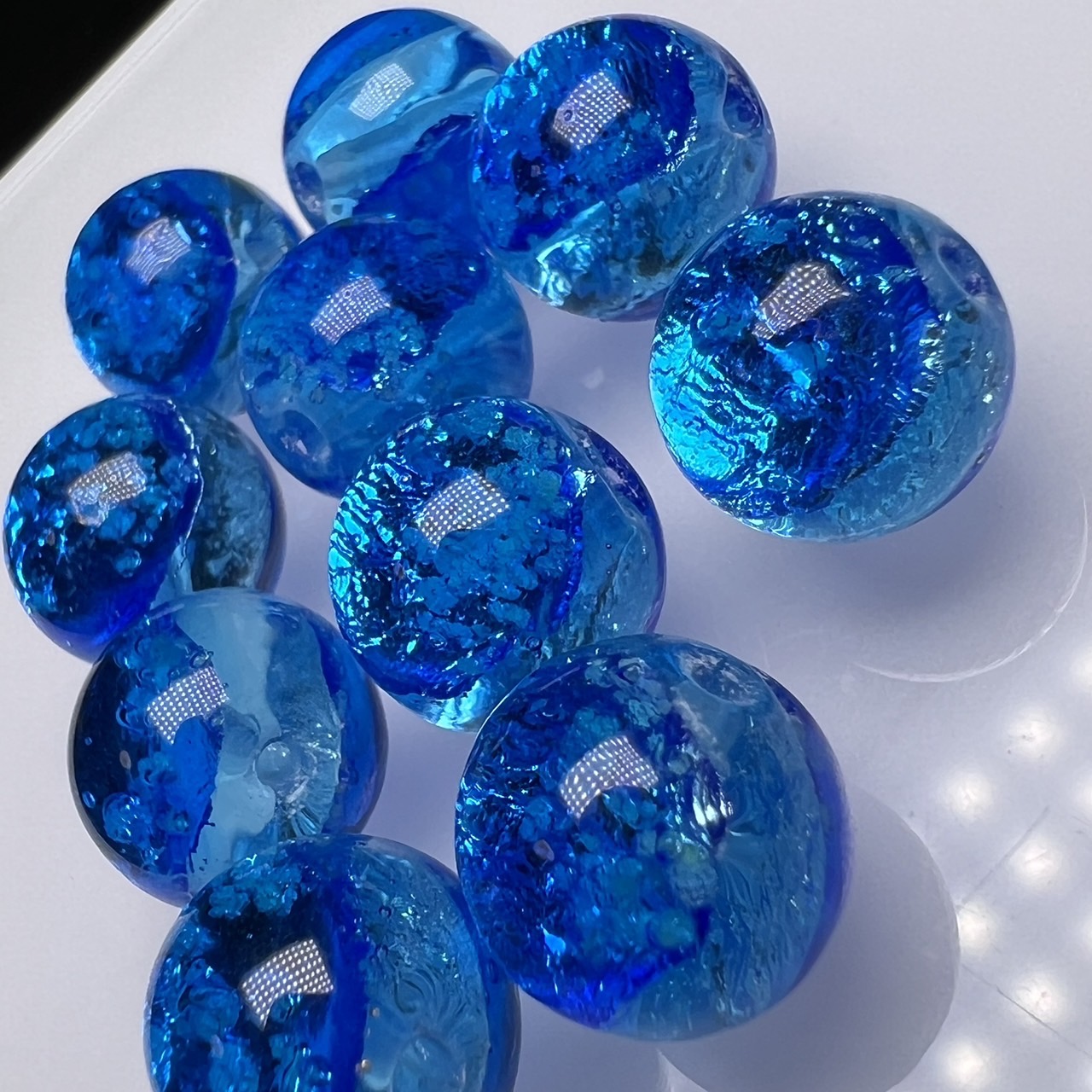 ミヤコマリン 12mm±0.5mm 10粒セット 蓄光ホタルガラス とんぼ