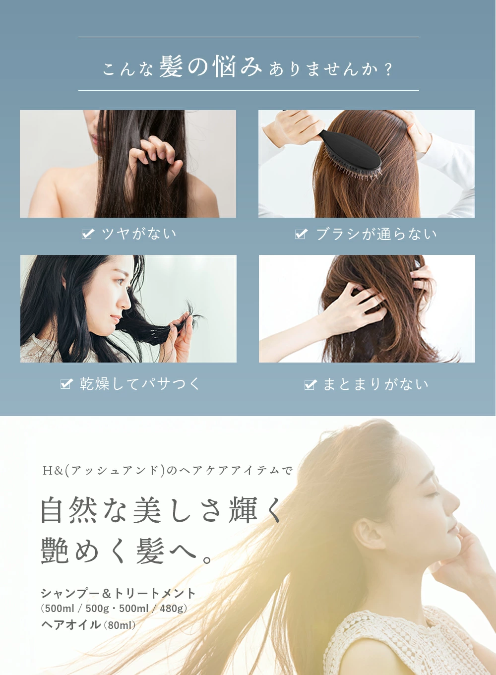 H＆ H&［アッシュアンド〕シャンプー トリートメント セット ボトル2本