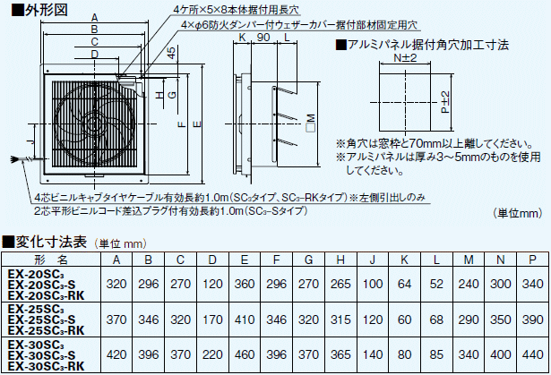 三菱 学校用標準換気扇 24時間換気機能付 窓枠据付け格子タイプ 羽根径