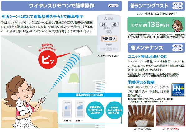 ヘルスエアー機能」搭載 循環ファン｜三菱電機 空調・換気・衛生