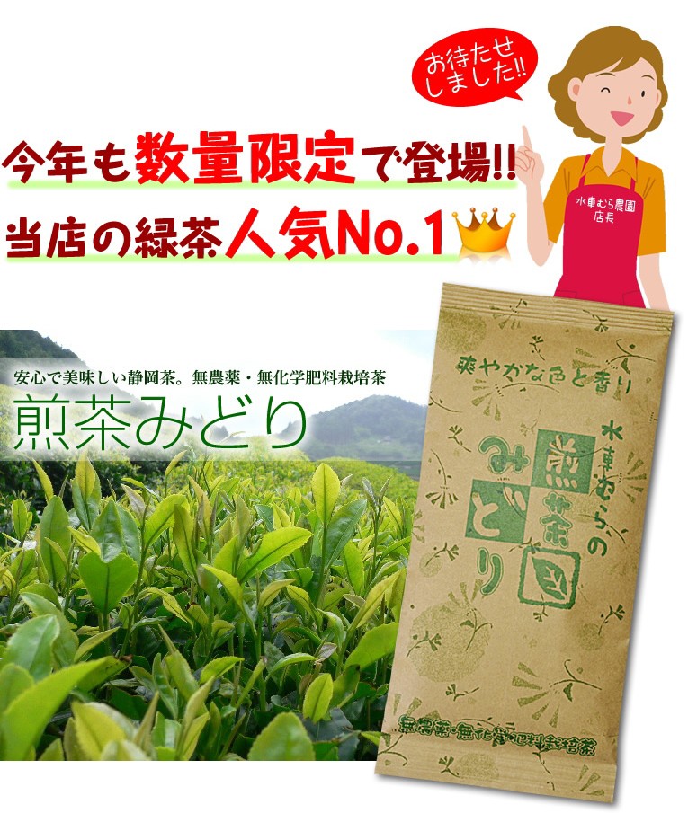 破格値下げ】 煎茶みどり100g 無農薬茶 無添加 静岡産 通販 500円 よりどり３袋ごとお買い上げでメール便送料無料の対象商品  saropackaging.eu