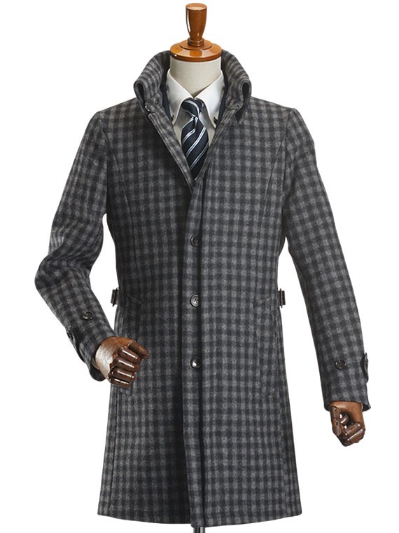 コート メンズ アウター ビジネス ステンカラー ウール メルトン ツイード 襟高 スリム おしゃれ 通勤 スーツコート｜suit-style｜11