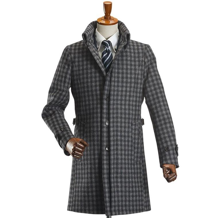 コート メンズ アウター ビジネス ステンカラー ウール メルトン ツイード 襟高 スリム おしゃれ 通勤 スーツコート｜suit-style｜11