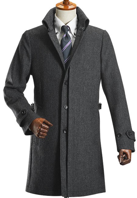 コート メンズ アウター ビジネス ステンカラー ウール メルトン ツイード 襟高 スリム おしゃれ 通勤 スーツコート｜suit-style｜02