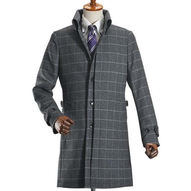 コート メンズ アウター ビジネス ステンカラー ウール メルトン ツイード 襟高 スリム おしゃれ 通勤 スーツコート｜suit-style｜04