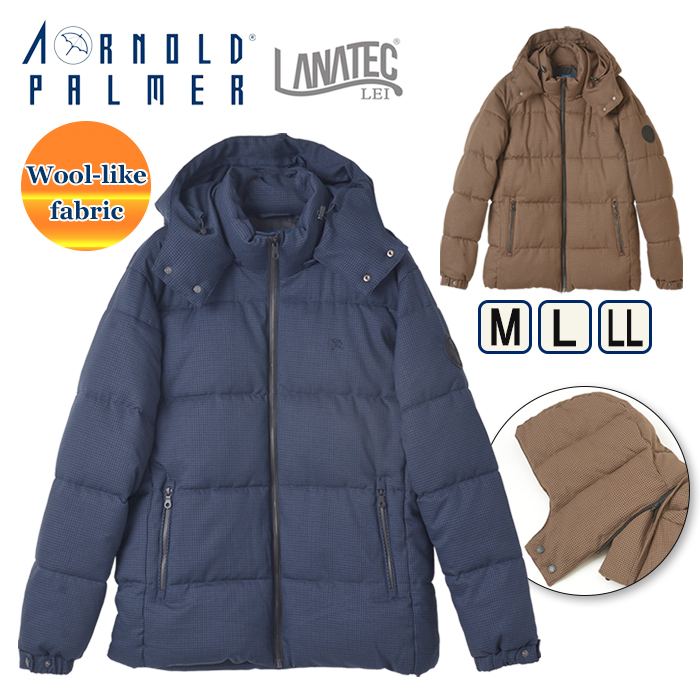 アーノルド パーマー ネイビー ダウンコートジャケット サイズ4 裏地総柄 ダウンコンビ フード 2WAYジャケット（その他アウター/メンズ