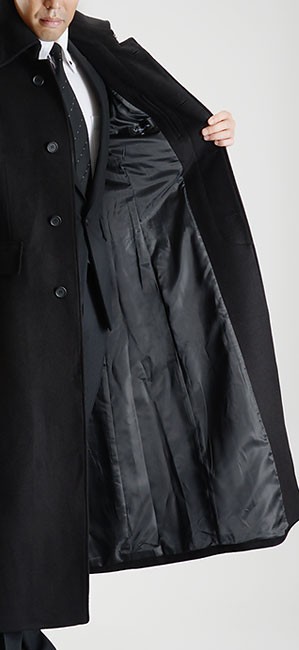 ステンカラー ロングコート ウールカシミヤ混 メンズ 超ロングコート ビジネス ブラック 黒 ビジネス スーツコート コート福袋【レザー手袋