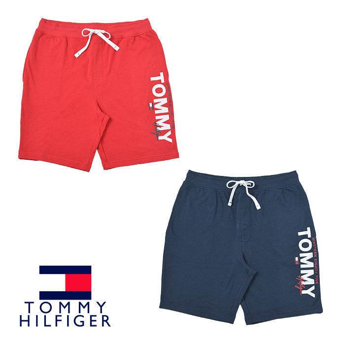 TOMMY HILFIGER トミーヒルフィガー メンズ ネイビー レッド ショーツ ショートパンツ ハーフパンツ 短パン スウェットパンツ ロゴ