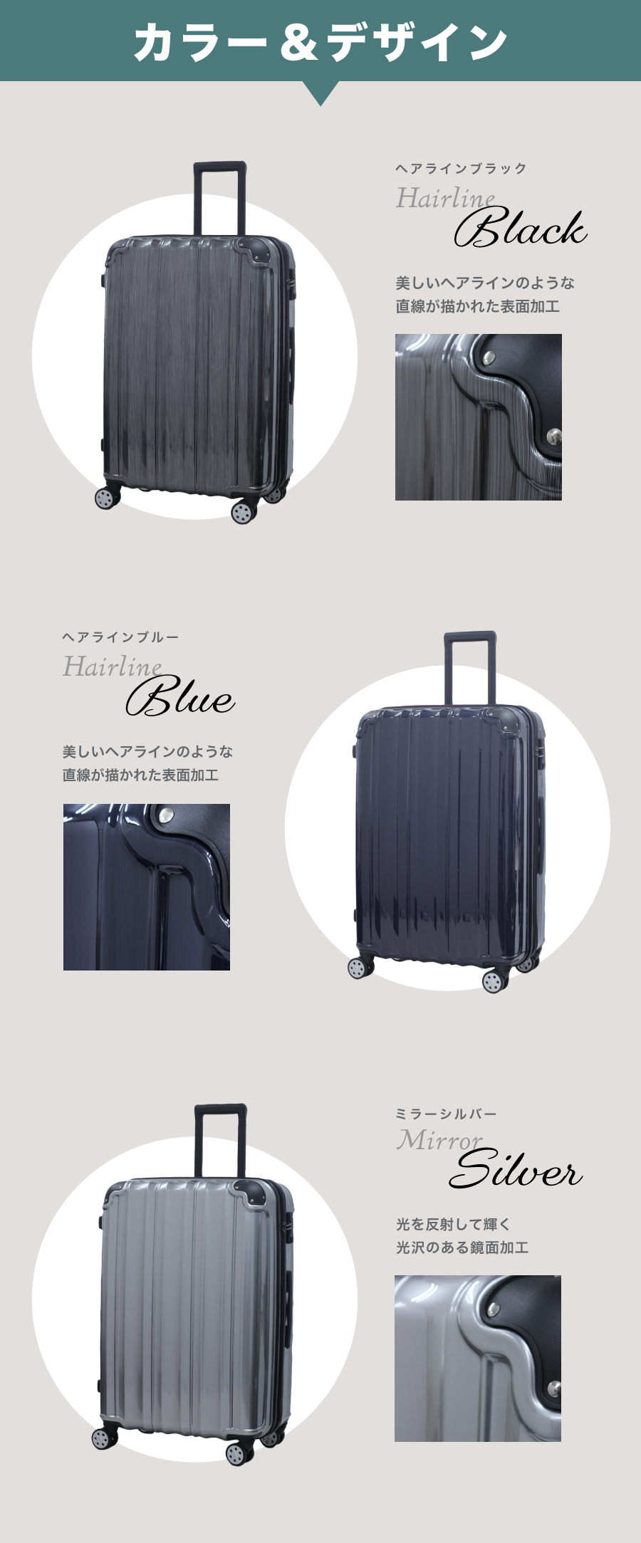 スーツケース キャリーバッグ ジッパーキャリー Lサイズ 旅行 1週間