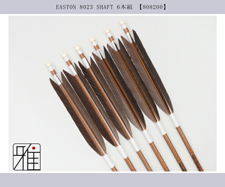 弓道 イーストン カーボン矢 黒手羽 8023|6本組|矧糸:白系|翠山弓具店