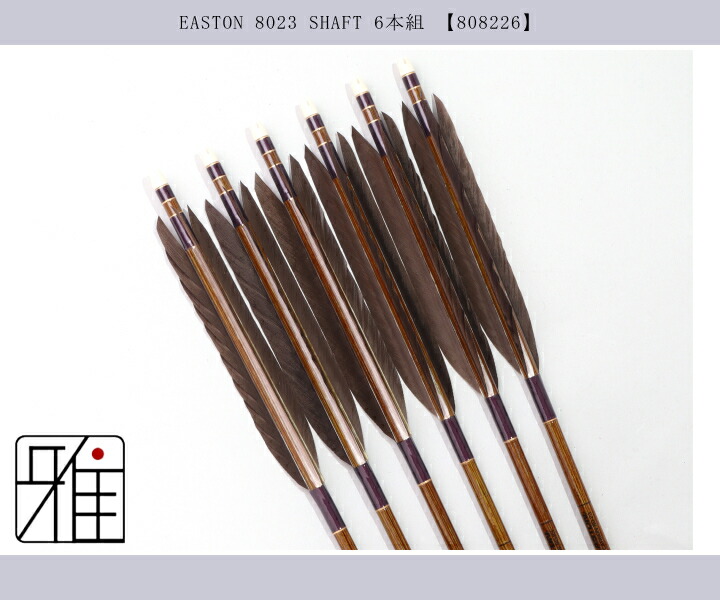 弓道 イーストン カーボン矢 黒手羽 8023|6本組|矧糸:紫系|翠山弓具店