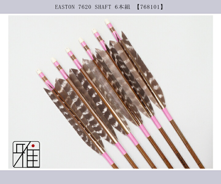 弓道 イーストン カーボン矢 ターキートラ斑 7620|6本組|矧糸:桃系|翠