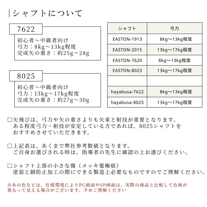 弓道 矢 ハヤブサ カーボン矢 黒手羽 7622|6本組|矧糸:黒系|翠山弓具店