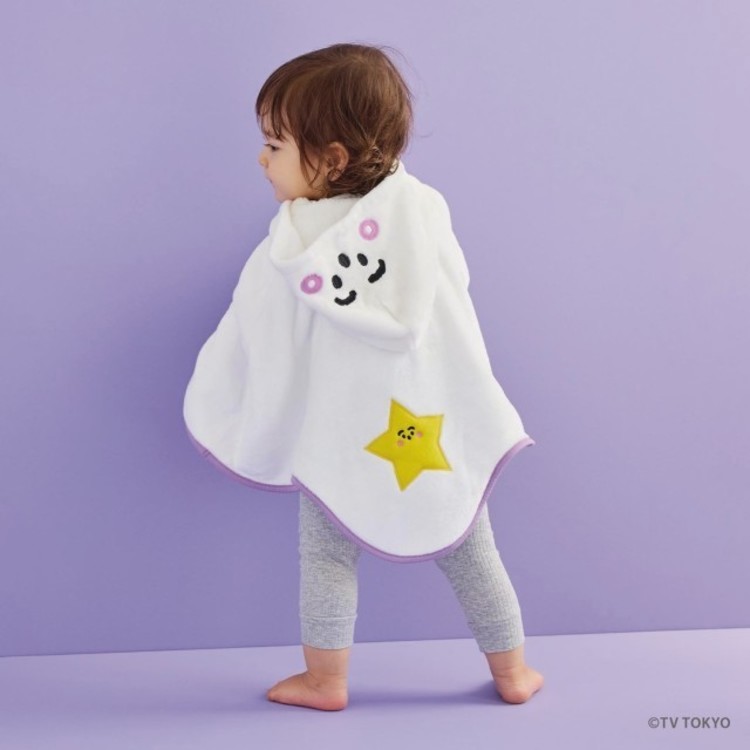 赤ちゃん衣服起毛生地シナぷしゅカラフルグッズギフトプレゼントキャラクターなりきりポンチョ　ぷしゅぷしゅダッドウェイ 
