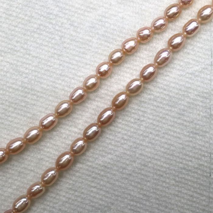 淡水パール ライス 3.5mm〜4mm 約38cm （1本） : tr-3h4 : BEADS SHOP