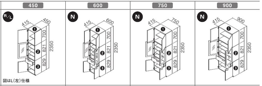 ミッテ 収納ユニット F食器棚（開き扉）ユニット 間口 600mm TOTO