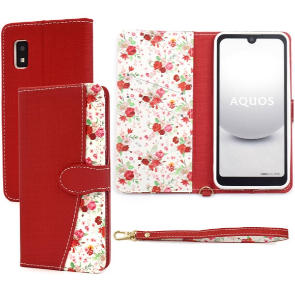 aquos wish5 wish4 ケース 手帳型 花柄 おしゃれ wish3 wish2 かわいい ストラップ アクオスwish4 スマホケース sh-53d  アクオスwish5 sh-52e a402sh カード |  | 01