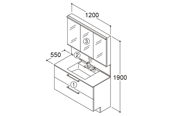 TOTO 洗面化粧台 エスクアLS 間口1200 プラン3