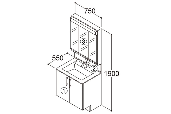 TOTO 洗面化粧台 エスクアLS 間口750 プラン11 LDSLA075BAGRS2W_LPLA075CMG1G