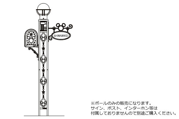 LIXIL ディズニー ファンクションポール本体 ミッキーA型 ブラック