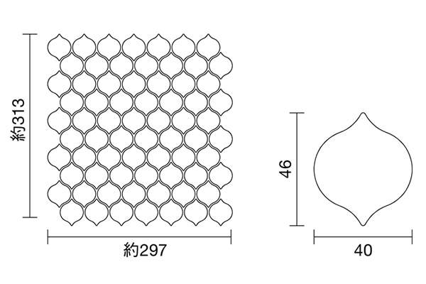 名古屋モザイク アートモザイク セポーネ 46×40異形 18シート/箱