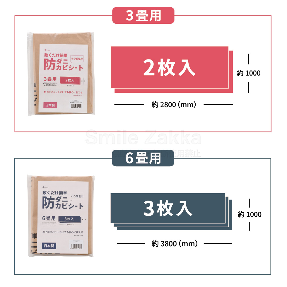 敷くだけ簡単防ダニ防カビシート 1畳用・3畳用・6畳用
