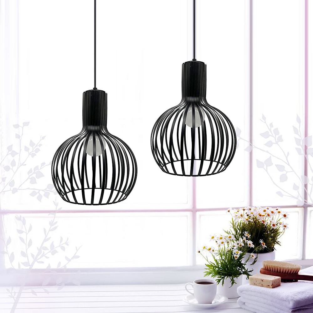 吊り下げ照明 ペンダントライト 鉄製球状 E26口金 LED電球付き（C