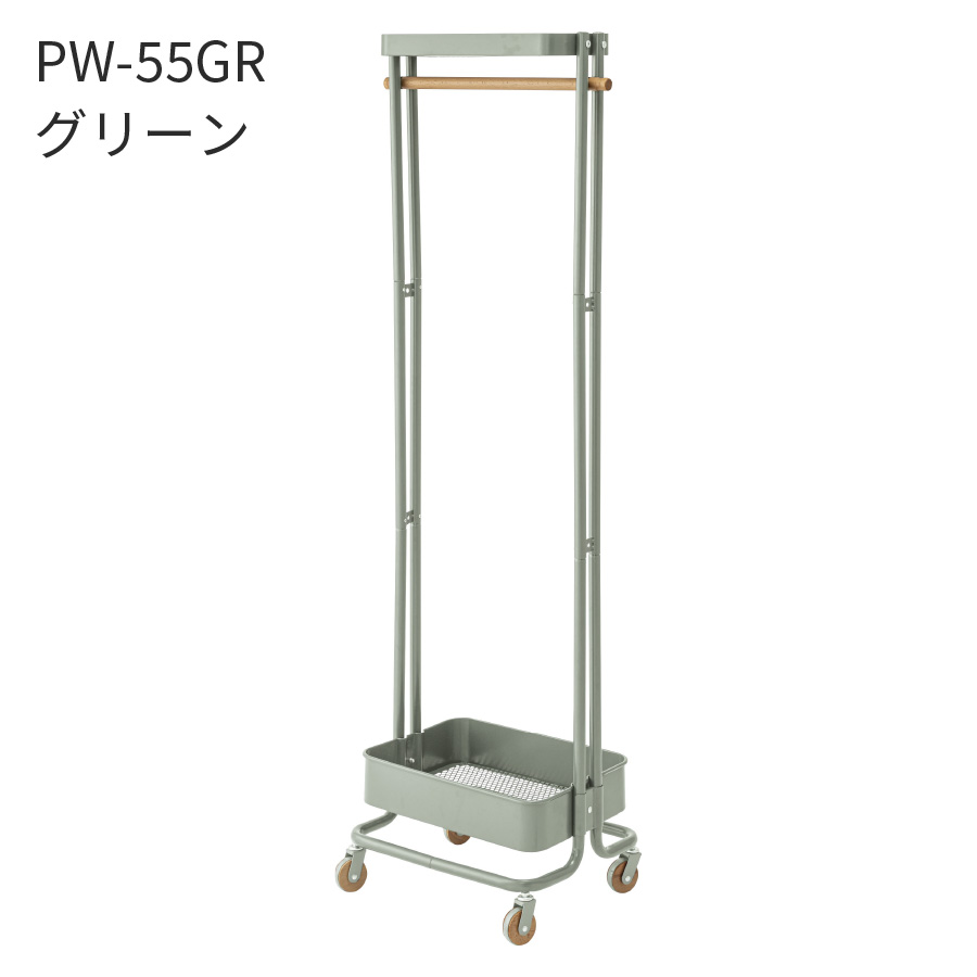 東谷 ハンガーワゴン ワゴン シェルフ コート掛け 玄関 幅50センチ モノトーン スリム 省スペース PW-55の画像