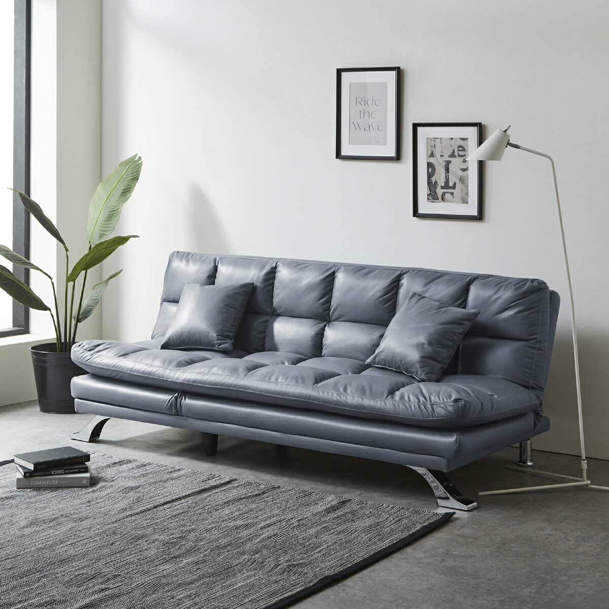 後藤家具 3WAYソファベッド ファブリックレザー シンプル クッション2