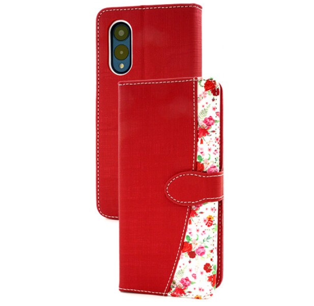 arrows ホワイト 本体 + レッド手帳型ケース arrows We We2 ケース 手帳型 スリムカラー F-51B 5G スマホケース