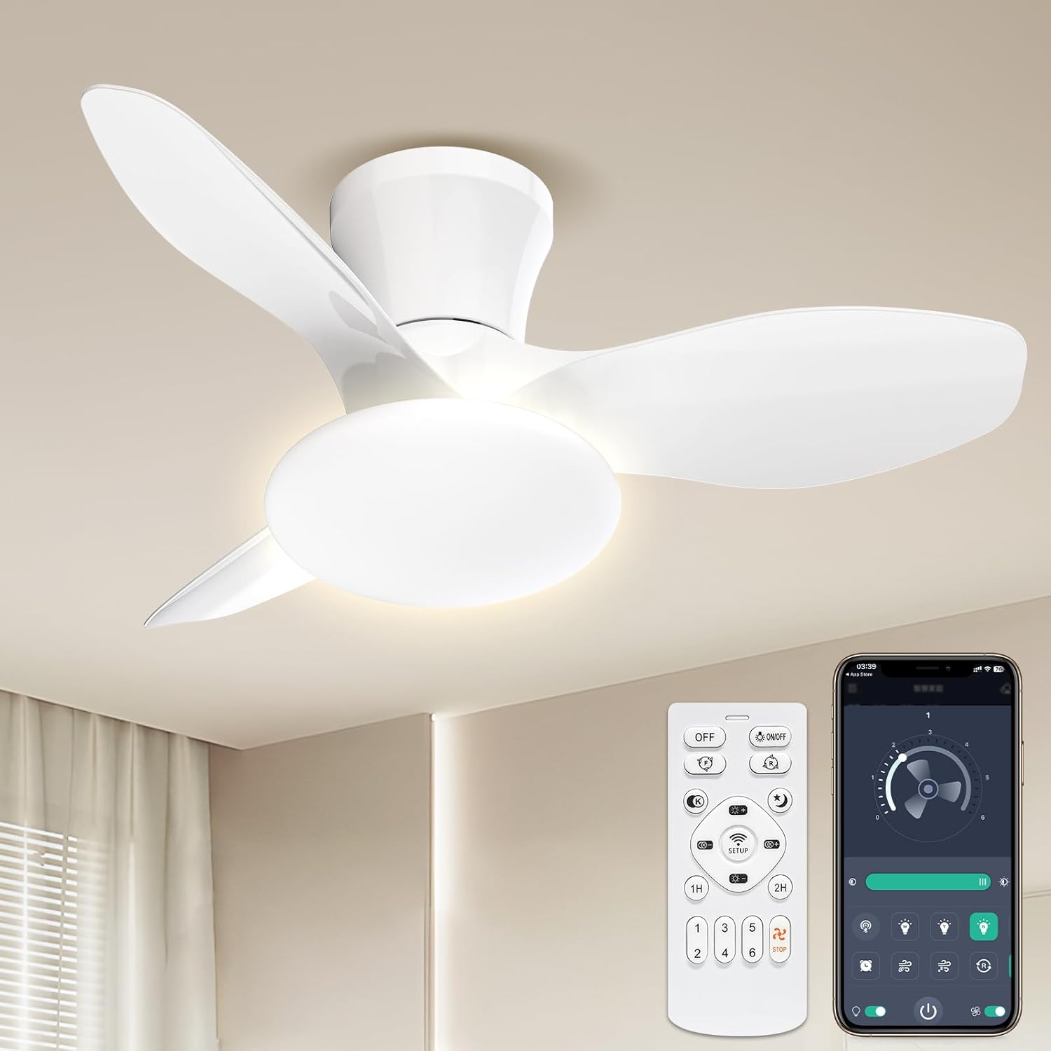 冬逆回転】シーリングファンライト リモコン付き 天井シーリングライト