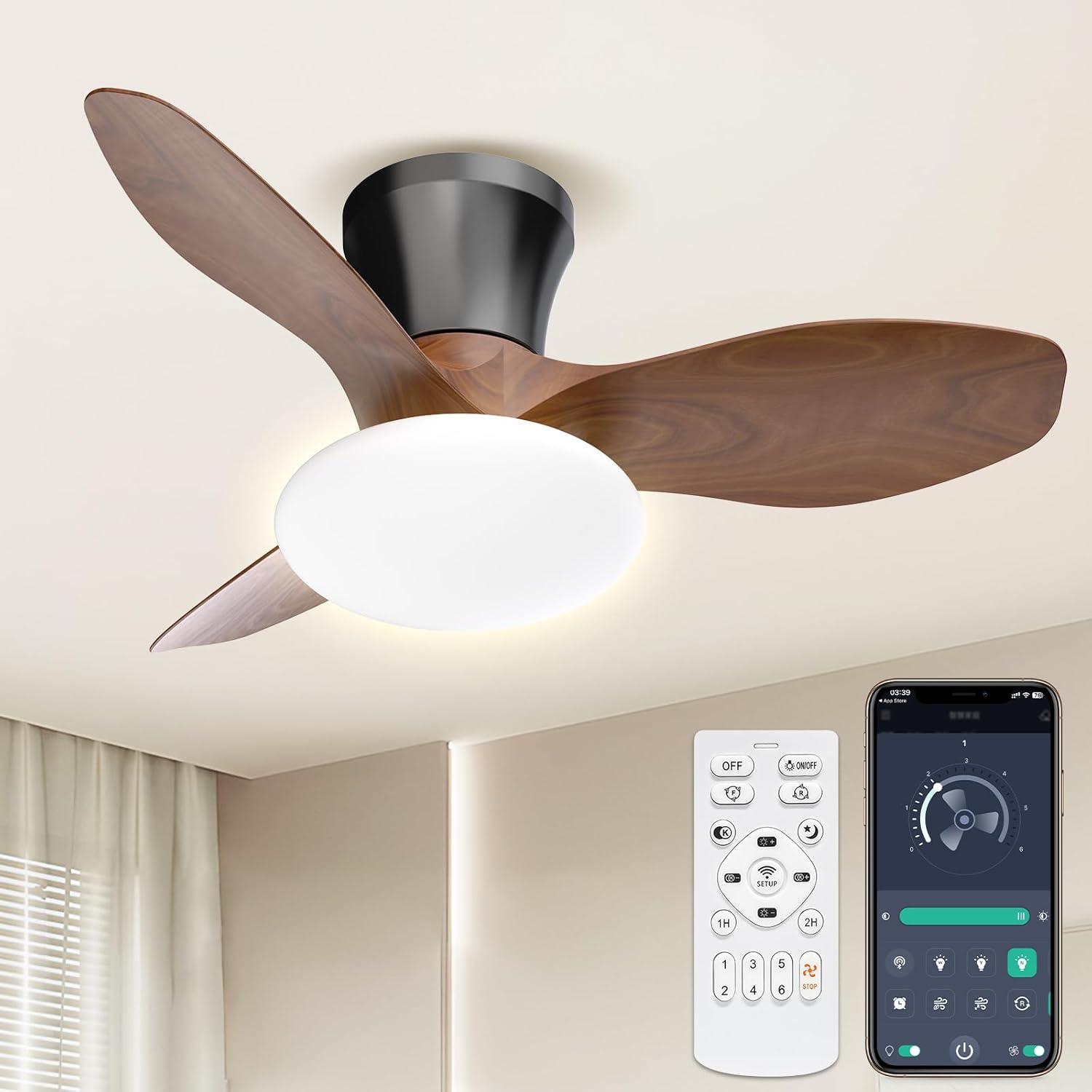 冬逆回転】シーリングファンライト リモコン付き 天井シーリングライト