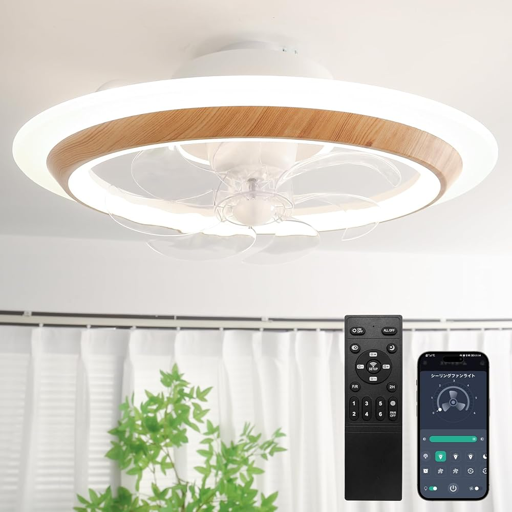 冬逆回転 暖房活用 首振り 4000lm 静音シーリングファンライト Φ56cm