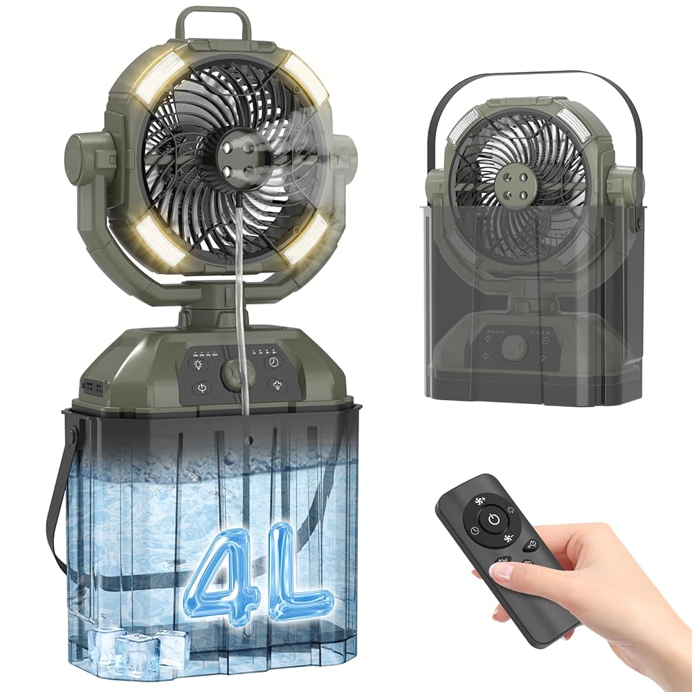 キャンプ扇風機 ミストファン 充電式【ミスト噴霧機能.瞬間冷却
