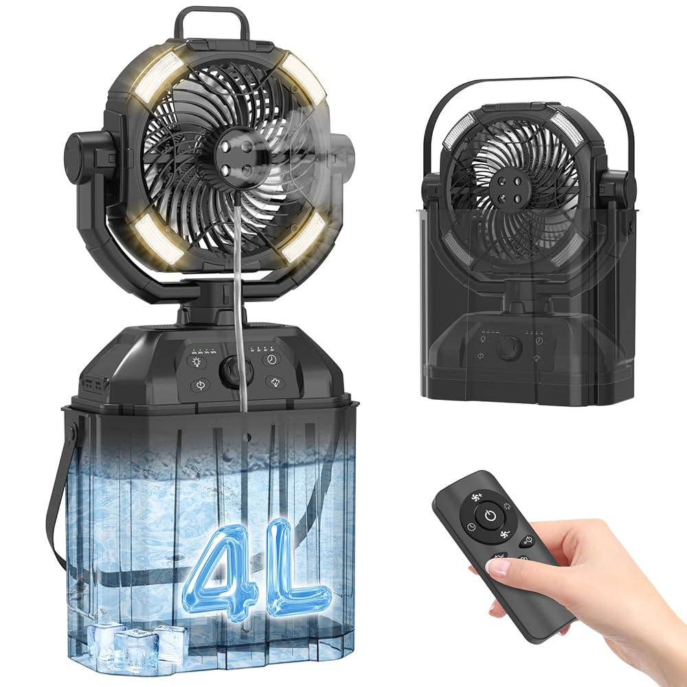 キャンプ扇風機 ミストファン 充電式【ミスト噴霧機能.瞬間冷却