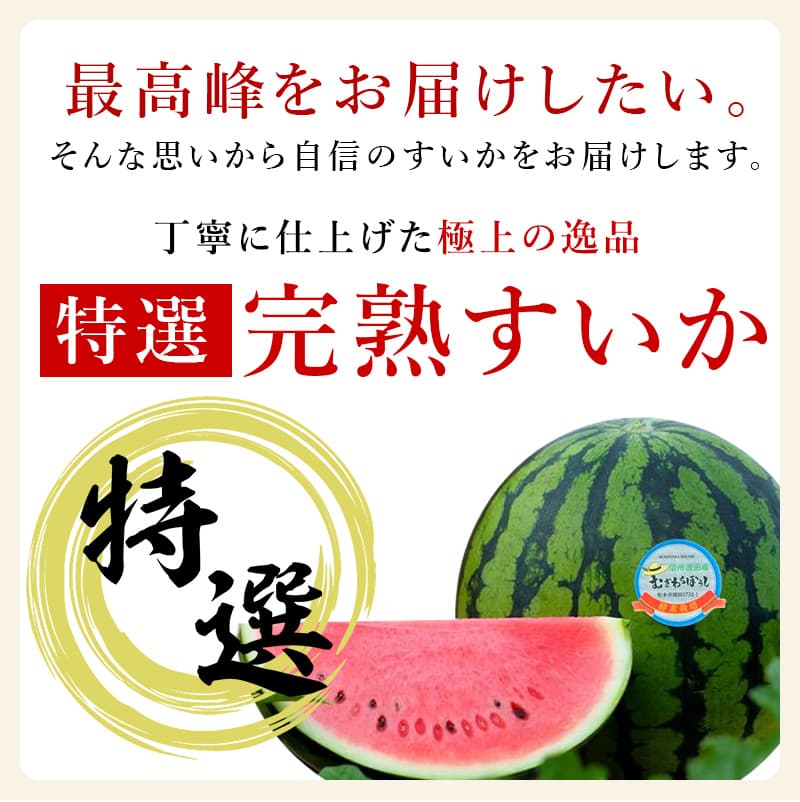 特選スイカ 最高峰をお届けしたい。 そんな思いから自信のすいかをお届けします。 