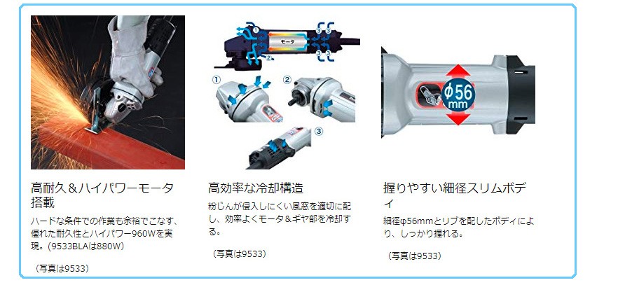 マキタ ディスクグラインダー 9533B 本体のみ 単相100V : サミーネット 