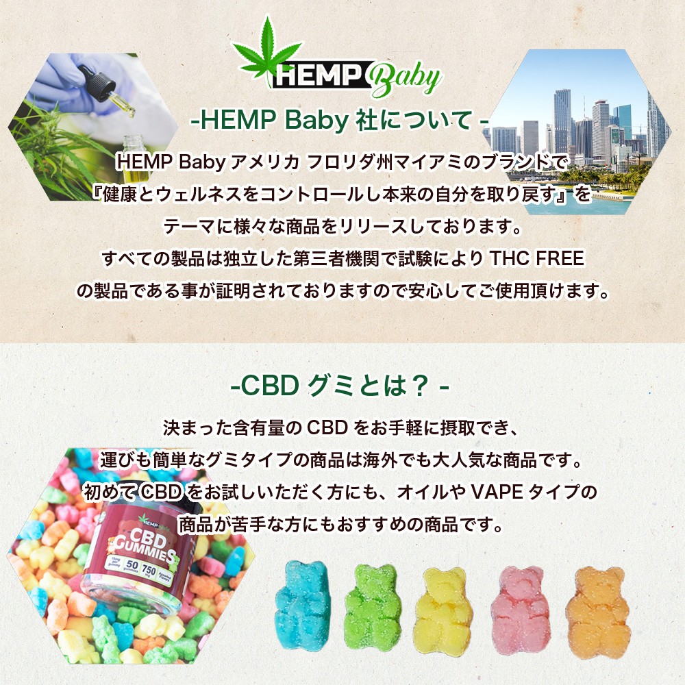 CBD グミ HEMP Baby ヘンプベビー CBD75mg CBN15mg 5粒 1粒