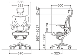 【新品】 イナバ オフィスチェア Xair（エクセア） SS1020〜SS1227【肘付、ヘッドレスト付タイプ】【背・座: 8色】【フレーム・ヘッドレスト: 4色】 【VQL3443220465】(124799円)