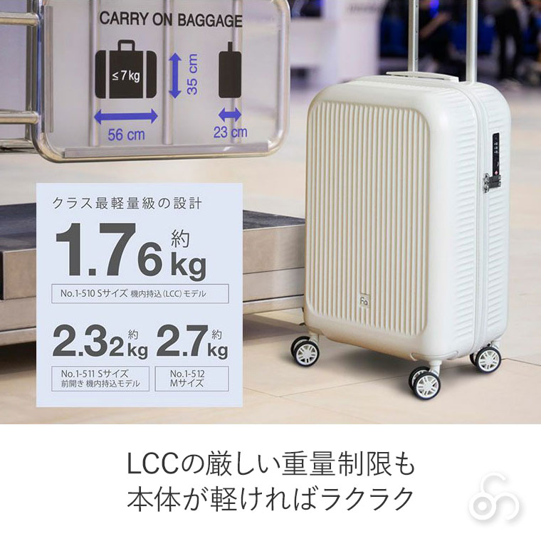 フリクエンター AURA 4輪キャリーS 1-510 キャリーケース スーツケース 軽量 静音 LLCの画像