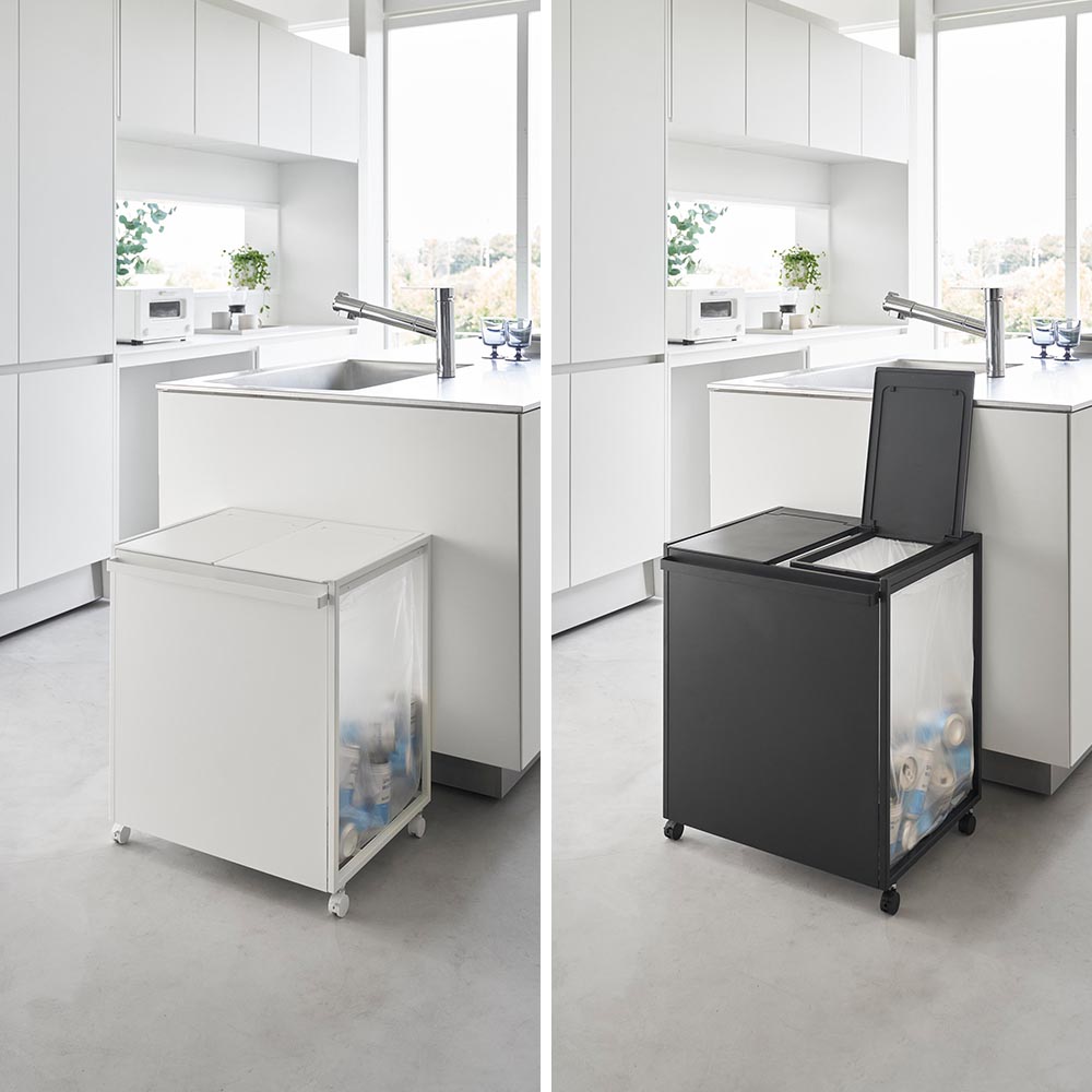 tower 山崎実業 蓋付き目隠し分別ダストワゴン タワー 45L 2分別 tower 山崎実業 蓋付き目隠し分別ダストワゴン タワー 45L 2分別